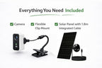 What's included: camera, flexible clip mount and solar panel with cable